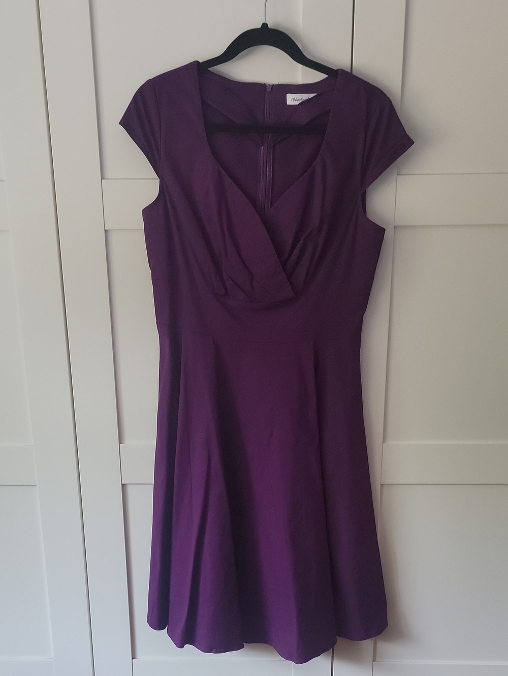 ❄️3/$30 Purple Cap-Sleeve Retro PinUp Fit & Flare Dress